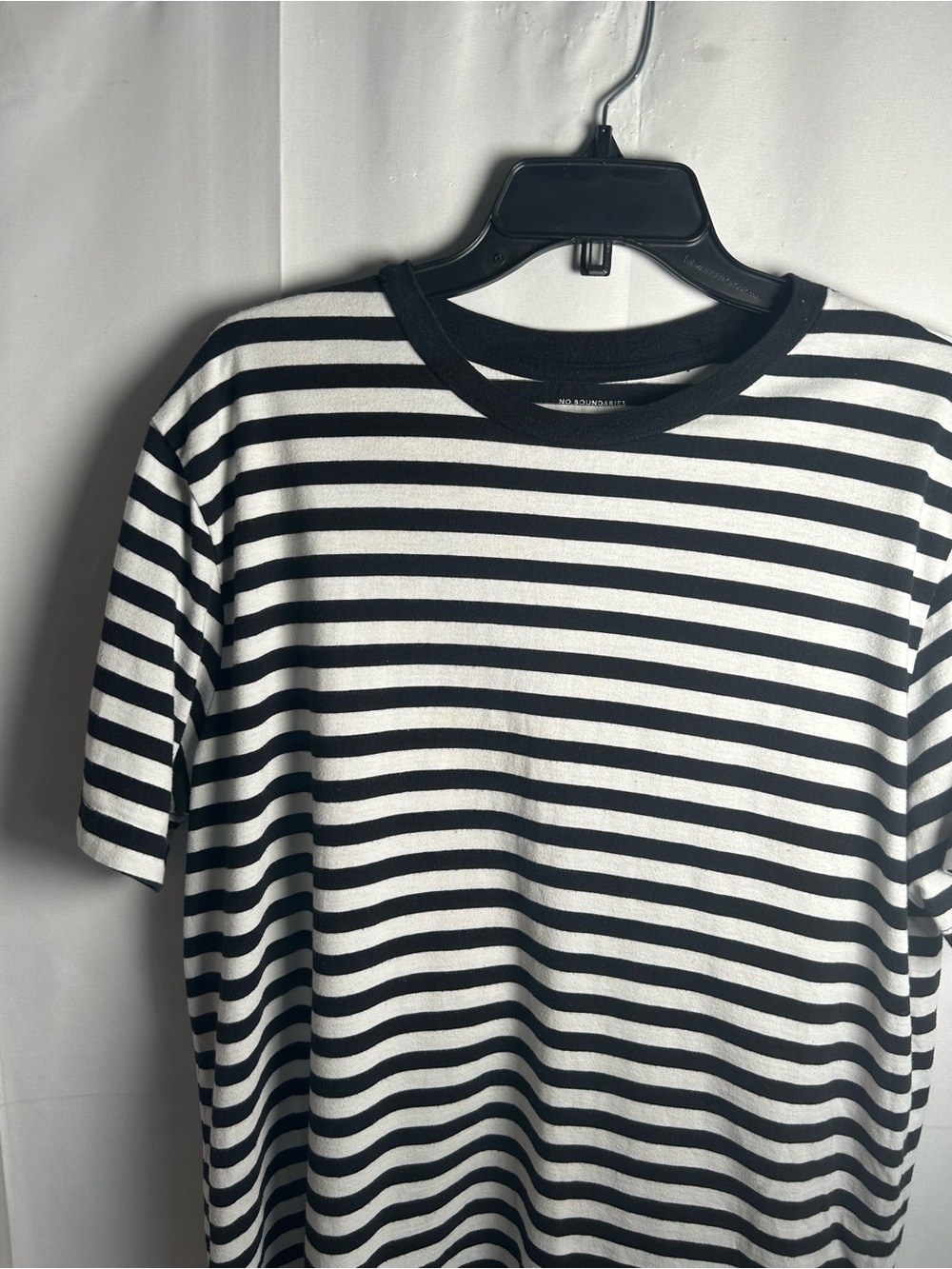 No Boundaries Black and White Striped Short Sleeve Tee